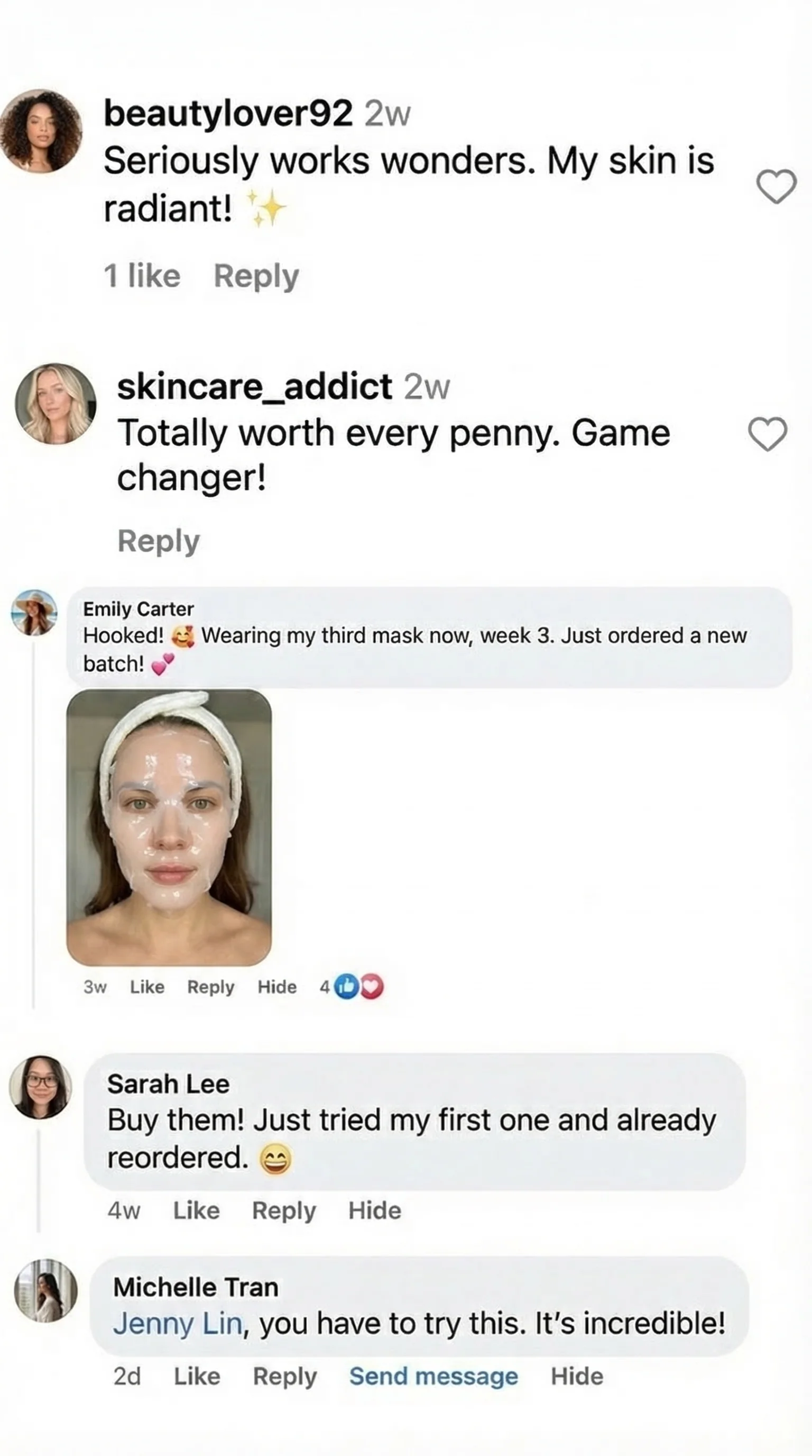 Customer comments with product photo
