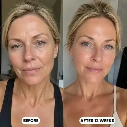 Customer before and after 12 weeks of silkcolla collagen mask